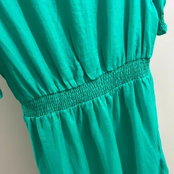 NWOT Boden Linen Aquamarine Green Ruffles Midi Dress Size 14 Long - Picture 9 of 14